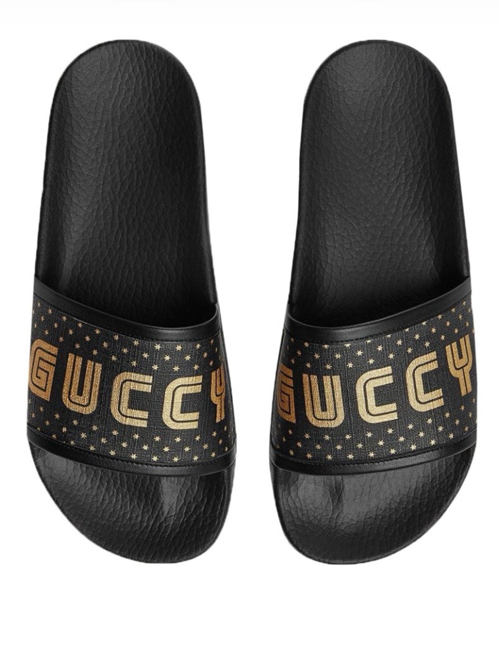 GUCCI~519996 “Guccy” Slides, Black/Gold, Unisex - Picture 5 of 7